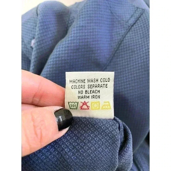 Bugatchi Uomo Men's Button Up Long Sleeve Dress Shirt Dark Blue Collared Medium - Picture 5 of 10